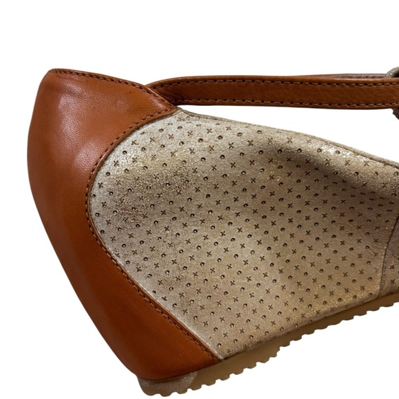Sundance T-Strap Maryjane Wedge metallic bronze nubuck and cognac leather 39 - Picture 10 of 16